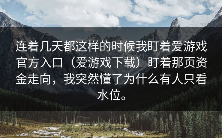 连着几天都这样的时候我盯着爱游戏官方入口（爱游戏下载）盯着那页资金走向，我突然懂了为什么有人只看水位。
