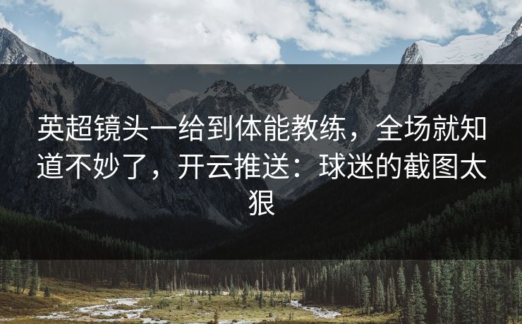 英超镜头一给到体能教练，全场就知道不妙了，开云推送：球迷的截图太狠